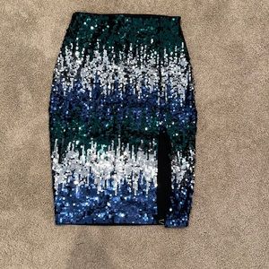Express sequin pencil skirt with front slit